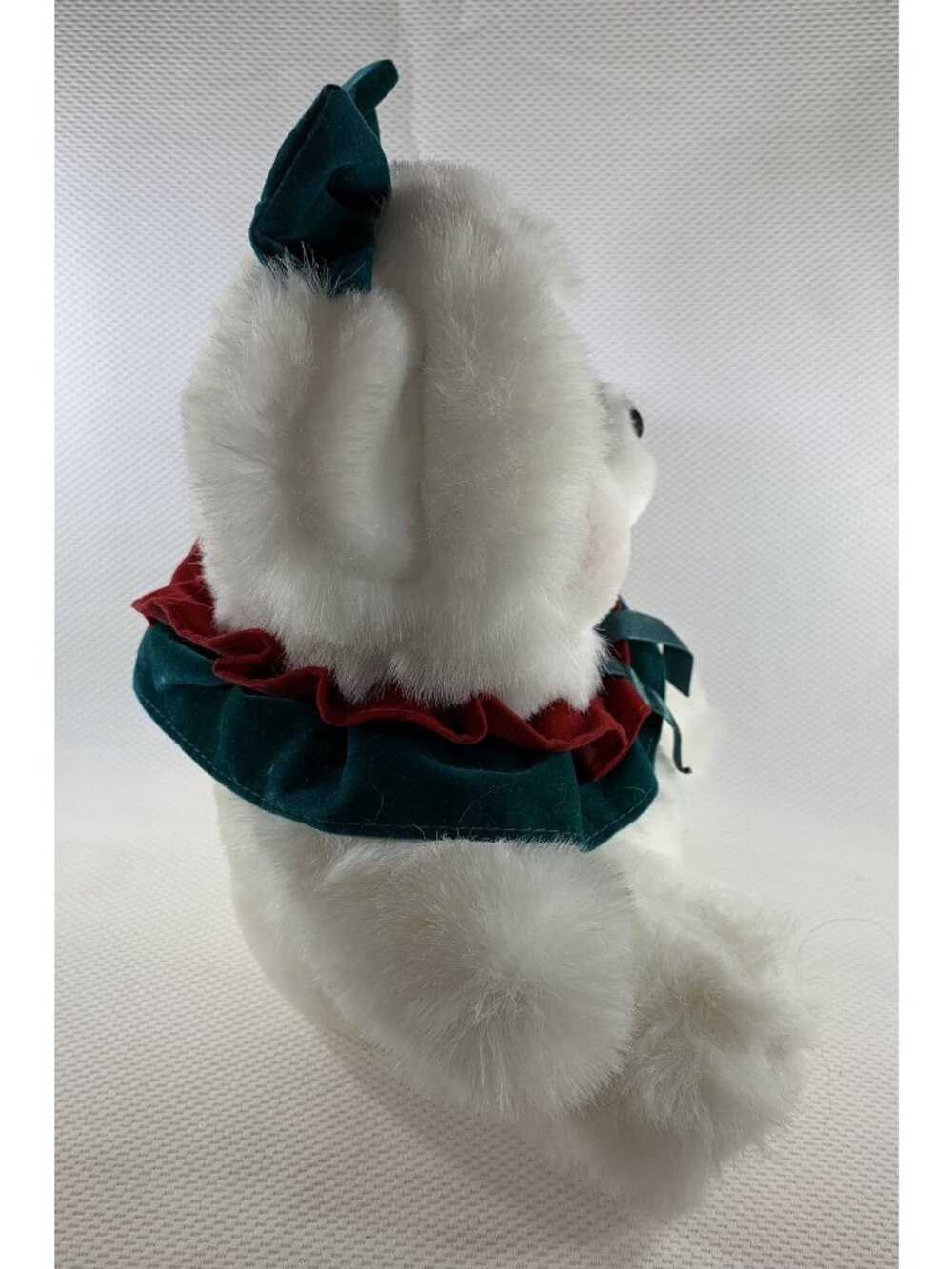 Vintage Dan Dee Christmas Teddy Bear 10" Ruffles Bow Holiday White Plush Stuffed - Picture 5 of 10